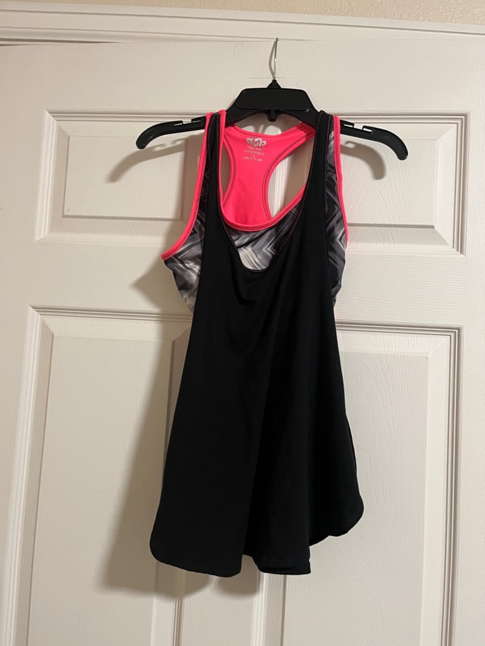 Women’s Black Tank Top with Neon Pink Trim